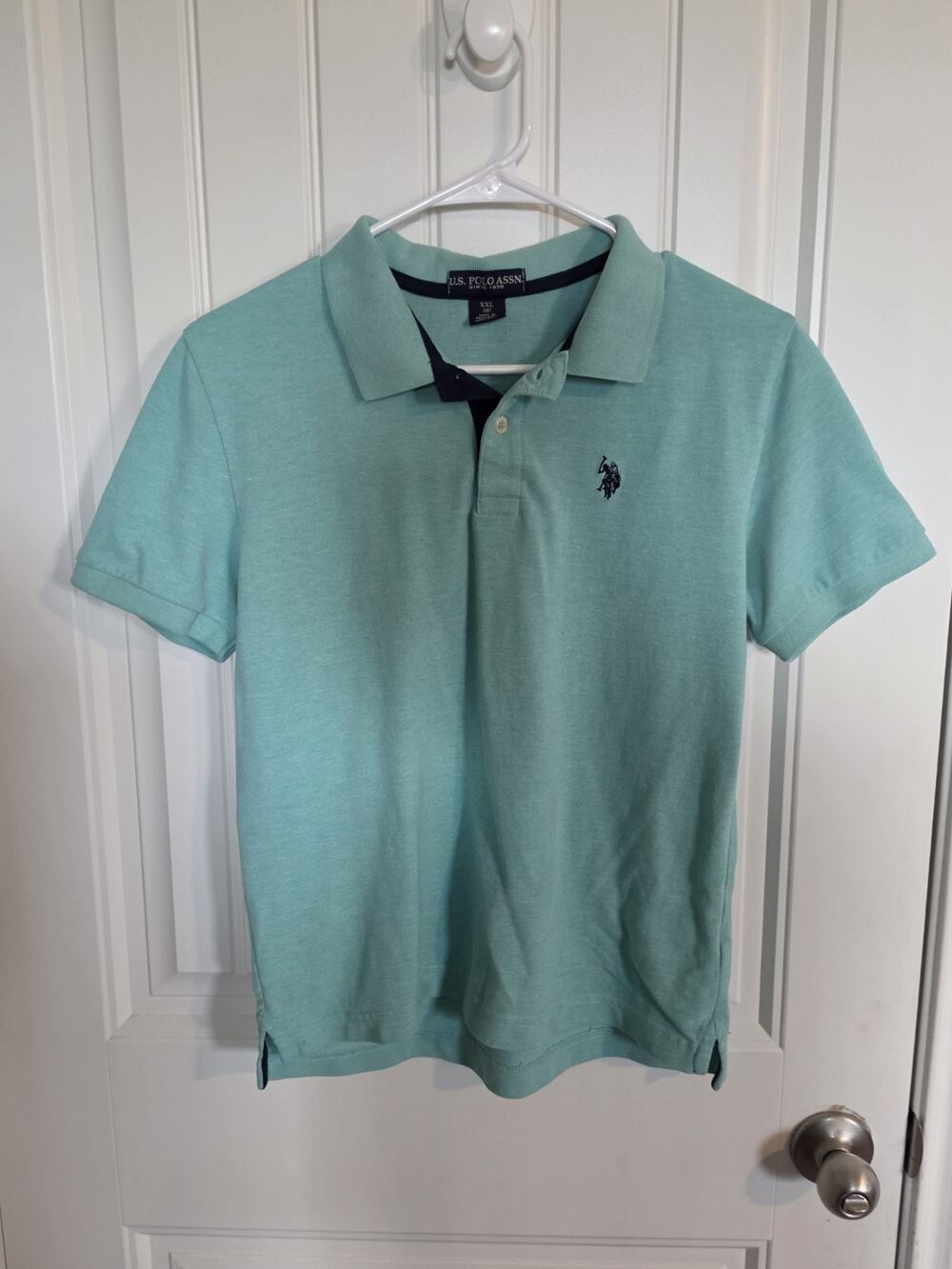 US Polo Assn Boys XXL 18 Polo Shirt Mint Green Short Sleeve Embroidered Logo